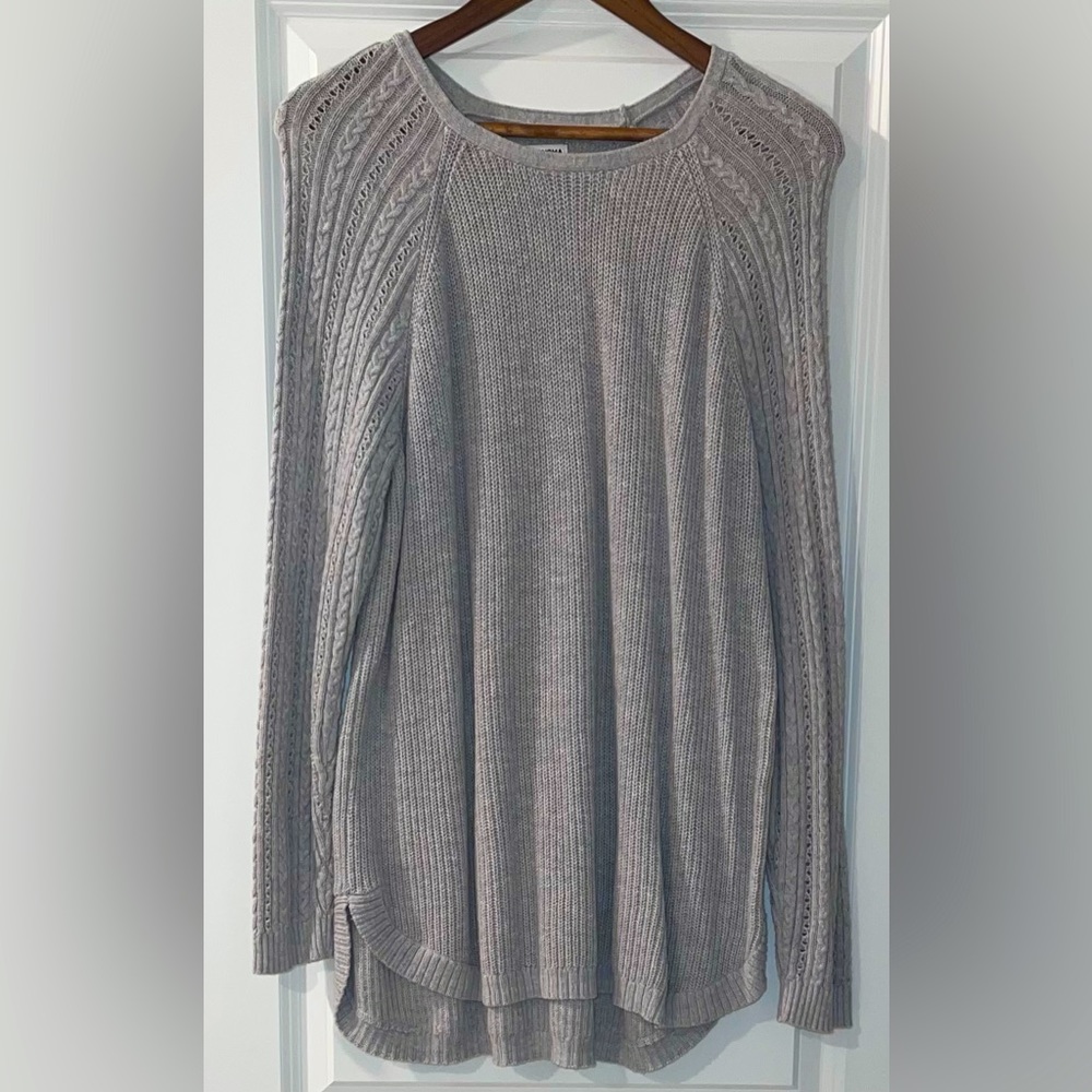 Sonoma Gray ribbed knit scoop neck long sleeve pullover sweater XL